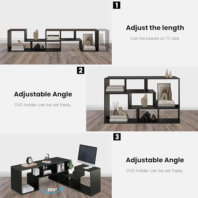 Recaceik Cube Bookshelf 2 Shelf Bookcase L-Shaped TV Console Stand Modern Entertainment Center with Open Storage Shelves for CDs/Movies/Books for Living Room, Bedroom, Home Office