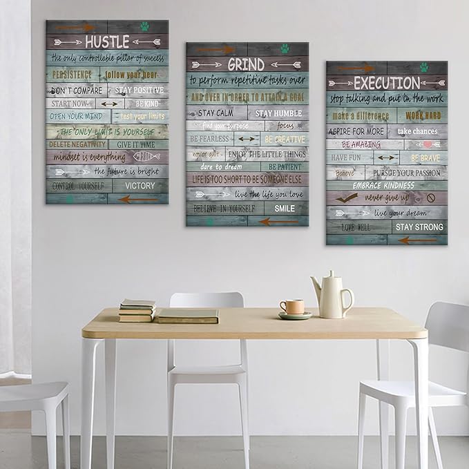 DINGFUN Motivational Poster Wall Art Motivational Entrepreneur Quotes Print on Canvas Positive Picture Painting Wall Decor for Men Wen Home Bedroom Office Gym Decoration Ready to Hang [48''Hx24''W]