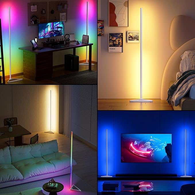 MIHEAL Corner Floor Lamp - Smart RGB LED Corner Lamp with App and Remote Control, 16 Million Colors & 68+ Scene, Music Sync, Timer Setting -for Living Rooms, Bedrooms, and Gaming Rooms