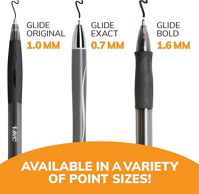 BIC Glide Black Retractable Ballpoint Pens, Medium Point (1.0mm), 4-Count Pack, Ultra Smooth Writing Black Pens