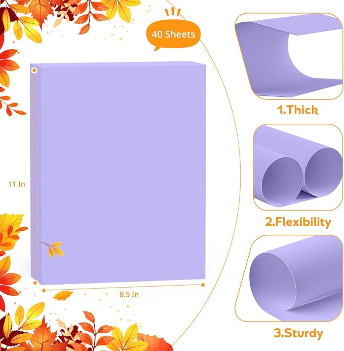 Purple Cardstock 8.5 x 11 Purple Paper,Colored Cardstock Paper, 40 Sheets Light Purple Card Stock for Party,Invitations,Art,Drawing,Menus,DIY Cards, Tags,Crafts Certificates,School,Office Printing