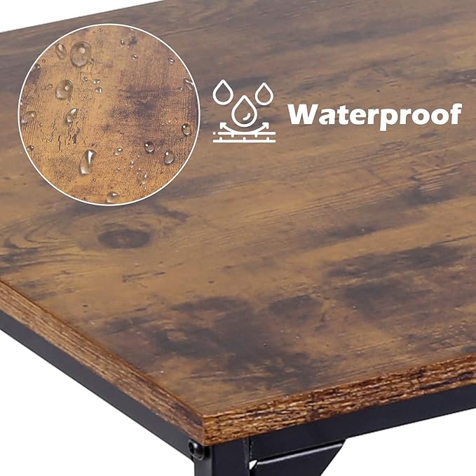 Dkelincs Computer Desk 47” Writing Desk Modern Simple Style Office Desk with Metal Frame for Home Office Easy Assembly, Brown