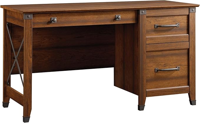 Sauder Carson Forge Vintage Rustic Computer Desk for Home Office with Drawers, in Washington Cherry; L: 53.19" x W: 22.64" x H: 29.80"