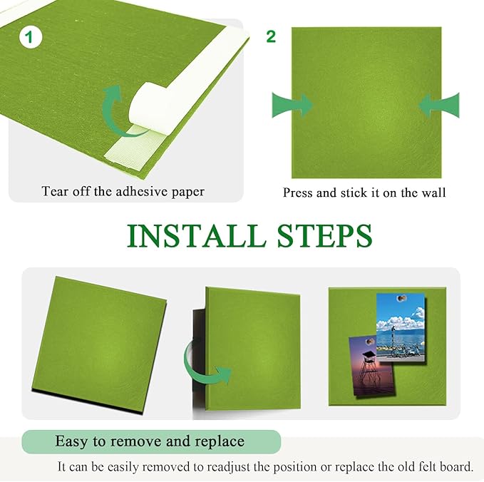 Green Felt Cork Tiles, 24" x 36" Large Cork Board, Bulletin Board for Christmas Decorations, 6 Pack Felt Boards with 30 Pushpins, Cork Boards for Office, Classroom, Home