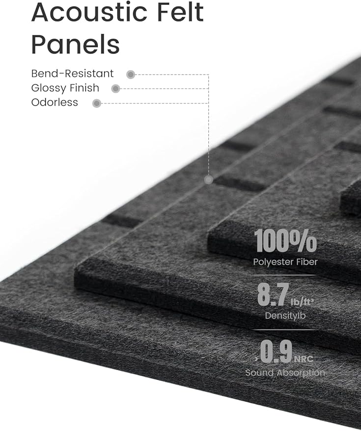 Fluxynara Felt Bulletin Board Tiles -28"x18" with 40 Adhesive Tabs, Cork Board Alternative for Office Decor, Push Pin Board Wall Organizer 6-Pack(Charcoal Gray)