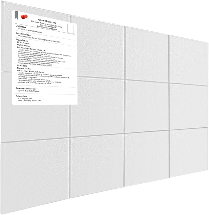 Large Bulletin Cork Boards for Walls 36" x 48", White Bulletin Board for Office, 12 Pack Cork Felt Boards Tiles for Classroom Decor, Pin Board with Pushpins, Office Essentials