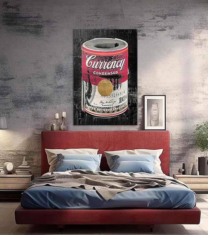 Large Canvas Wall Art Dollars Roll Motivational Posters Inspirational Money Picture Print Artwork Ideal for Office Home Living Room Classroom Wall Decor 28x44inch