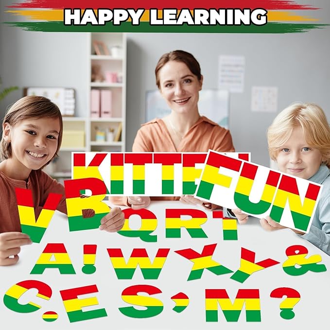 Qyeahkj 150PCS Large Black History Month Bulletin Board Letters and Punctuation Cutouts Set African American Alphabet Chalkboard Decorations for Classroom Wall Letters Poster Display Home School Decor