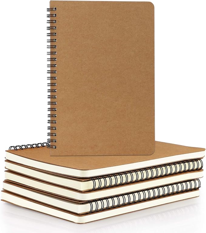 EUSOAR Spiral Ruled Notebook, A5 6 Pack 5.5" x 8.3" 120 Pages Lined Travel Hardcover Notebooks Journal, Memo Notepad Sketchbook, Students College Office Business Subject Diary Ruled Book Journal