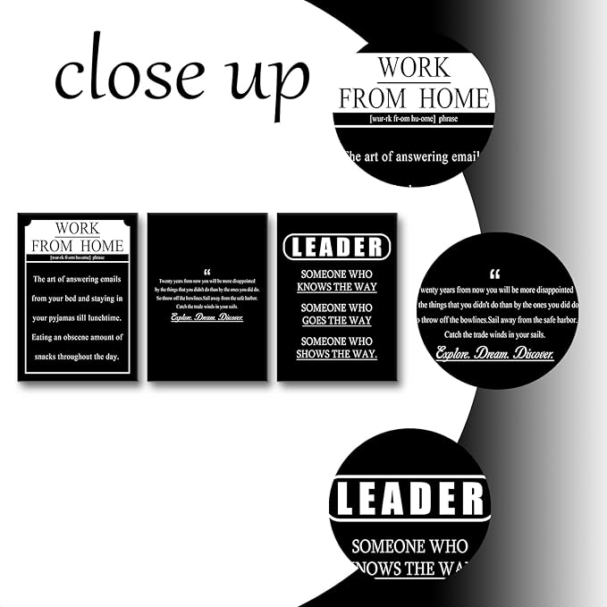 Inspirational Wall Art Entrepreneur Quotes Poster Printing 3 Pieces Explore Dream Discover Work from Home Posters Print for Living Room Teens Room Gym Workplace Artwork Ready to Hang [60''W X 28''H]