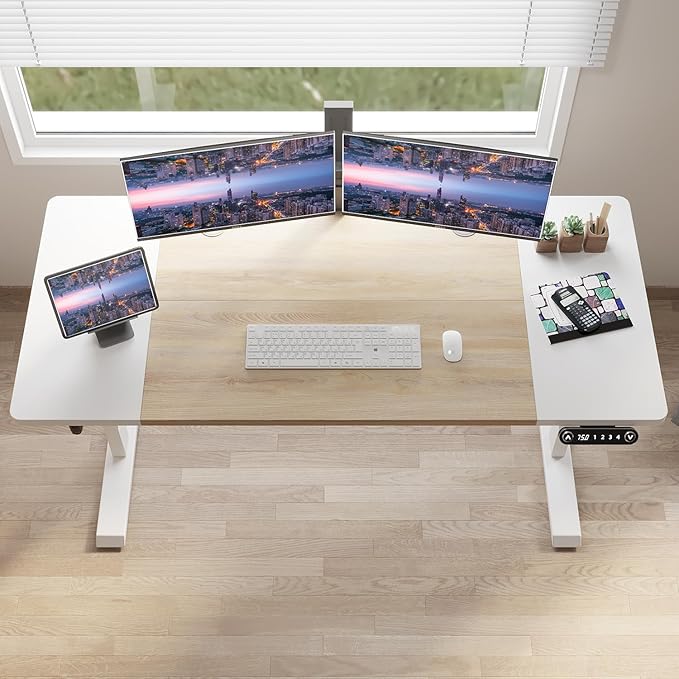 63 Inch Electric Standing Desk, Height Adjustable Sit Stand Desk with Memory Control and Spacious Desktop for Home Office