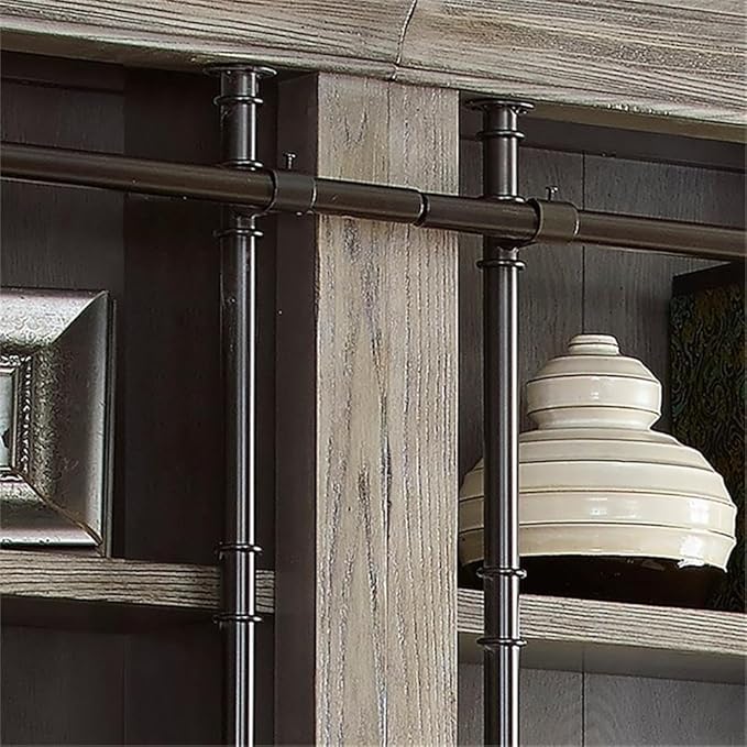 Martin Furniture Avondale 8' Tall Bookcase Wall with Ladder Storage Organizer Display Gray