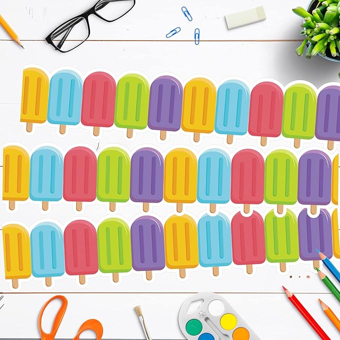 72 Feet Cool Ice Pops Border Summer Bulletin Board Borders Trim for Summer Classroom Party Decoration