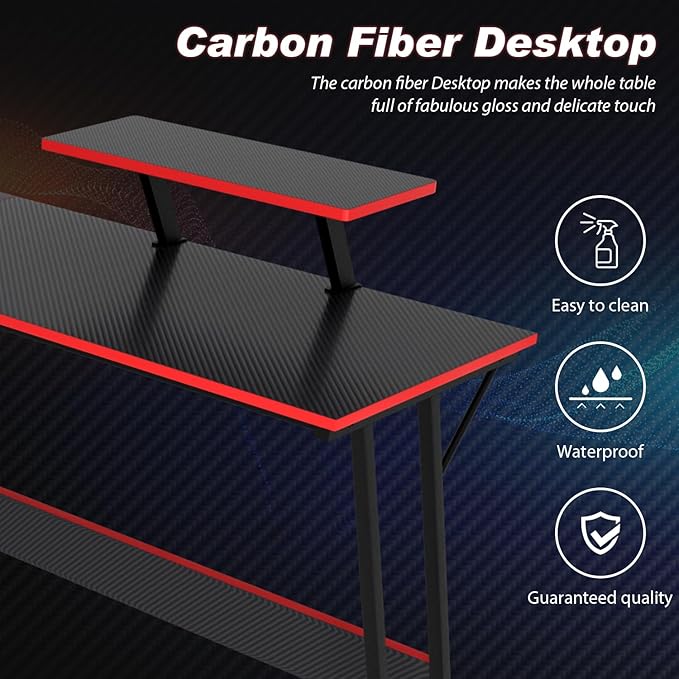 PayLessHere L Shaped Desk Corner Gaming Desk Computer Desk with Large Desktop Studying and Working and Gaming for Home and Work Place,Black