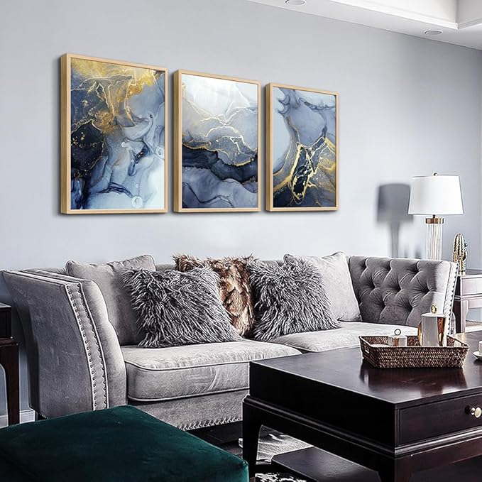 Natural Wood Framed Wall Art for Living Room Abstract Wall Decor for Bedroom Abstract Ink painting Wall Artworks Pictures for Office Decoration Large Size Home Decorations Posters Framed Art Prints