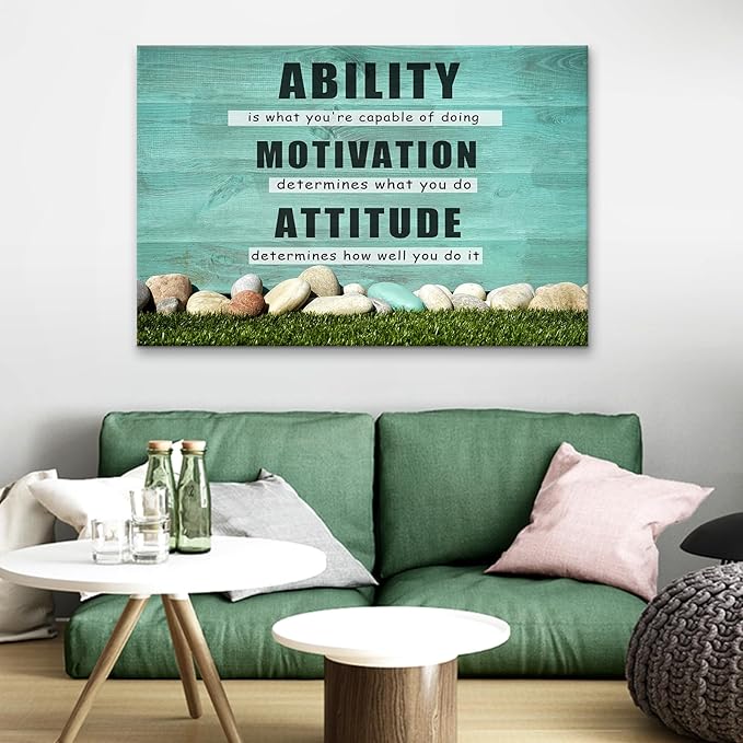 Motivational Canvas Positive Wall Art Inspirational Office Positive Wall Art Print Quotes Success Canvas Artwork Picture Print Framed for Home Office Living Room Wall Decor Ready to Hang[40''Wx 30''H]