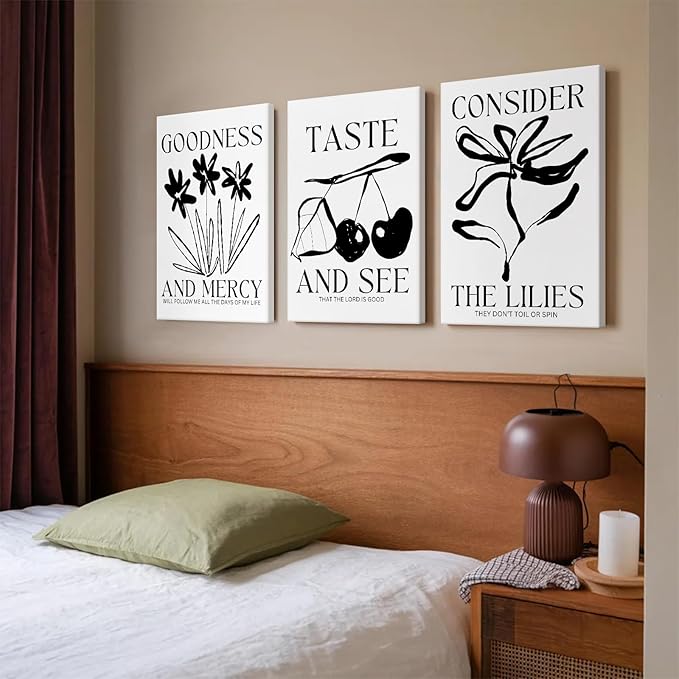 Christian Wall Art Bible Verse Canvas Poster Trendy Wall Decor Religious Pictures Modern Painting Scripture Poster Catholic Prints Cherry Artwork for Bedroom Living Room 12x16x3 Inch Ready to Hang
