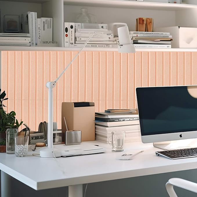 Honoson 12 Pack 47" x 35" Large Cork Board Alternative Felt Bulletin Board Wall Tiles with Safe Square Adhesive Large Roll Cork Tiles for Walls Organize Home Office Classroom Pin Panels(Light Pink)