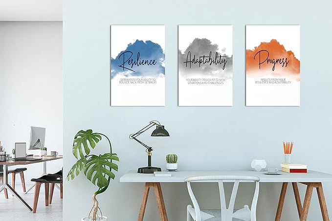 3 Piece Canvas Wall Art, Motivational Quotes Print Pictures for Office, Entrepreneur Poster Women Inspirational Framed Artwork Home Decor 16"x24" x 3 Pcs