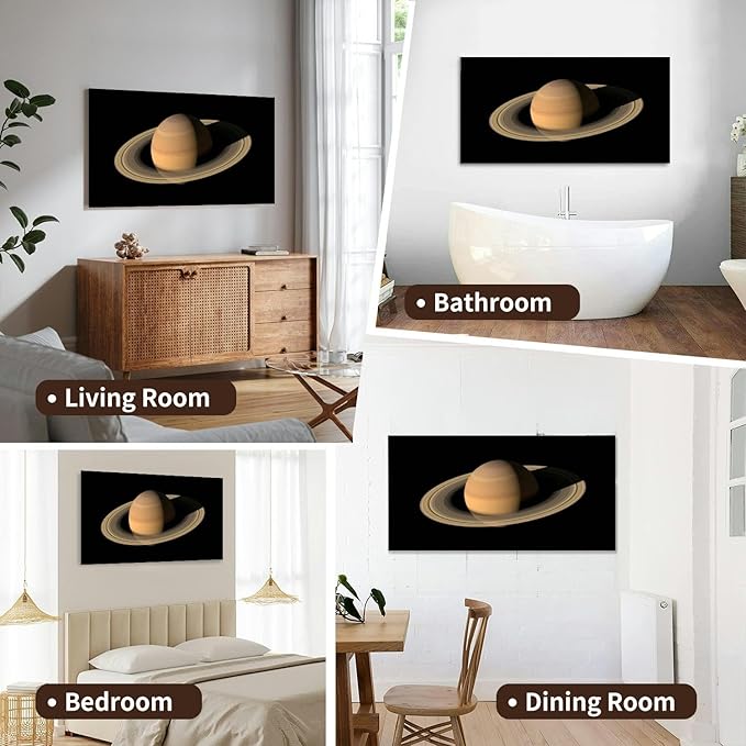 Canvas Wall Art for Living Room Bedroom Saturn planet Gas 3D Big planet ring Big Large Wall Art Decor Framed Painting Wall Pictures Prints Artwork Office
