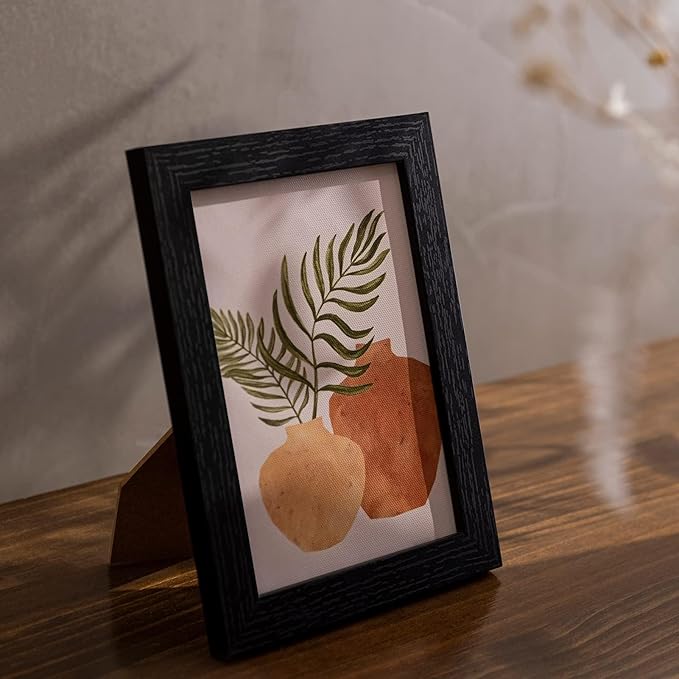 eletecpro 5x7 Picture Frames Set of 10 with Clear Acrylic Cover, Tabletop Decor, Displays 4x6 Photos with Mat or 5x7 Without, Horizontal or Vertical, Desktop Stand, Black