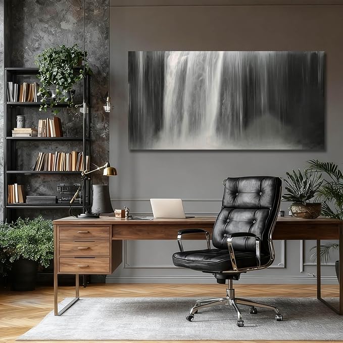 Artexist Black and White Canvas Wall Art Abstract Wall Decor Waterfall Pictures 29"x58" Decorations for Living Room Kitchen Artwork