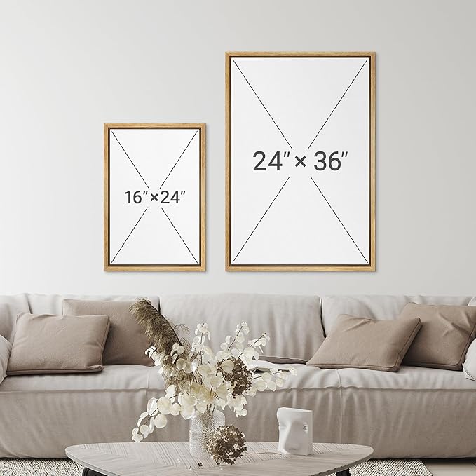 SIGNFORD Framed Canvas Print Wall Art Neutral Abstract Coastal Landscape Soft Brown and Beige Hues Illustrations Modern Art Decorative Relax/Calm for Living Room, Bedroom, Office - 24"x36" Natural