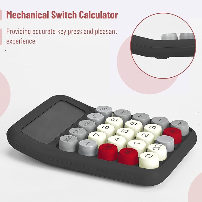 Mr. Pen- Mechanical Switch Calculator, 12 Digits Large LCD Display, Slate Grey Calculator Big Buttons