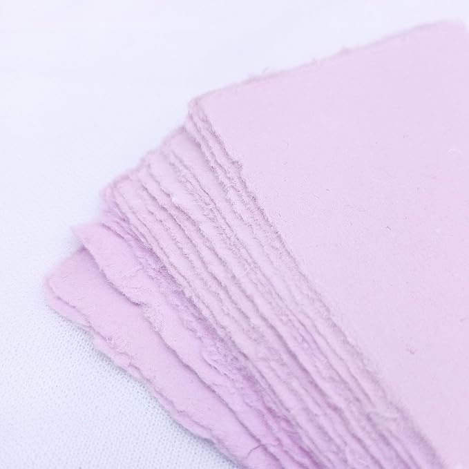 Deckle Papers® Deckled Edge Handmade Paper Place Cards, Escort Cards, Business Cards, Visiting Cards, 150gsm Thick, 2x3 Inches (Pack of-100 Pcs)-Purple