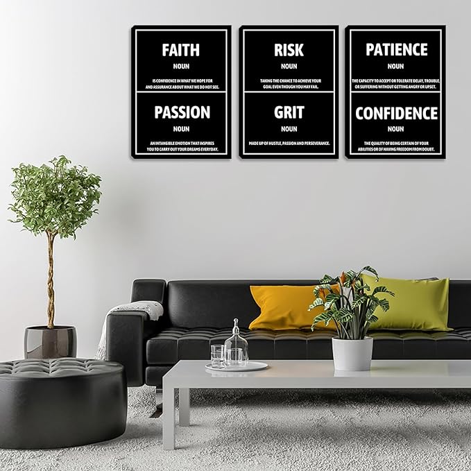 Motivational Wall Art Inspirational Canvas Painting Artwork Positive Quotes Picture Prints Posters Black Home Painting Wall Decor for Living Room Bedroom Office Classroom Framed Decoration (48"Wx24"H)