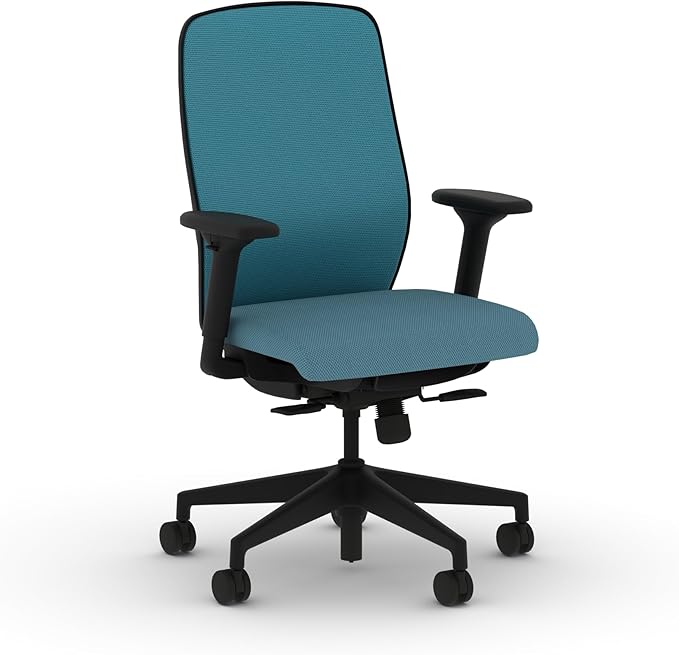 HON Nucleus Task Chair, Spectrum Mesh, Standard Synchro-Tilt Control, Office Chair with Lumbar Support, Height and Width Adjustable Arms, Black Frame, Sky