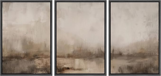 MUDECOR Framed Wall Art Print Set Minimalist Abstract Landscape Misty Horizons Illustrations Modern Art Decorative Chic for Living Room, Bedroom, Office - 16"x24"x3 Black