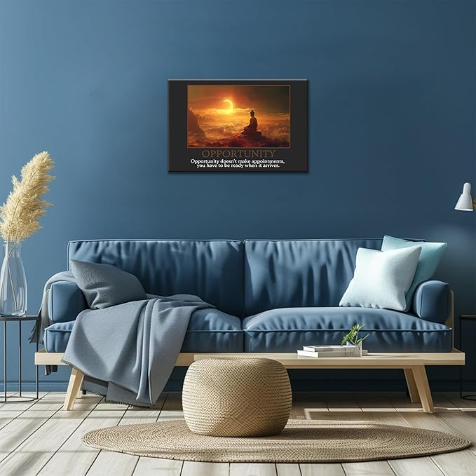 UZMKM - Office Wall Art, Motivational & Inspirational Quotes Canvas Wall Art for Home Office Wall Decor, Positive Quote Wall Decor, OPPORTUNITY Words Poster Frame for Company Wall Decor 18x24 Inch