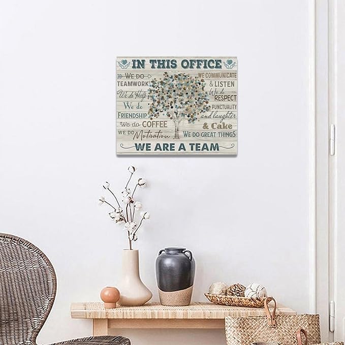 Yibuda In This Office Wall Art Motivational Quotes Pictures Wall Decor We Are A Team Canvas Painting Modern Room Office Decorations Artwork Framed Ready to Hang 20"x16"