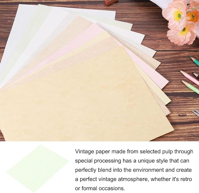 25 Sheets Parchment Paper Aged Look Stationery 200GSM Vintage Paper Sheet, [for Certificate, Invitation, Envelope] - 8.5 x 11 Inch/Light Green