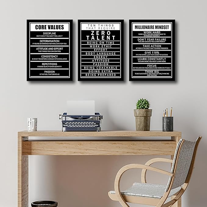 Ten Things That Require Zero Talent and Core Values Inspirational Canvas Wall Art Picture Painting Motivational Quotes Print Poster for Office Bedroom Living Room Artwork Ready to Hang [36''Wx16''H]