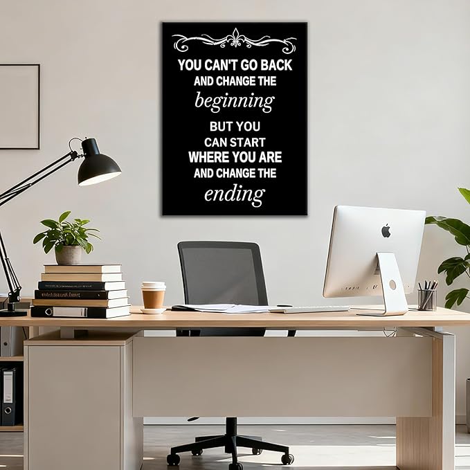 DINGFUN Motivational Office Wall Decor Inspirational Poster Wall Art Inspiring Success Quotes for Home Positive Theme Picture Painting Artwork for Bedroom Workplace Gym Ready to Hang [18''Wx24''H]