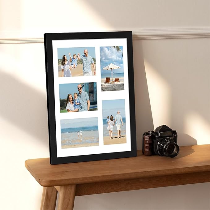 11x14 Collage Picture Frame, Displays 5Pcs 4x6 Photos with Mat or 1Pcs 11by14 Picture without Mat for Wall Hanging, Picture Frames Collage Wall Decor with Stand, 2 Pack