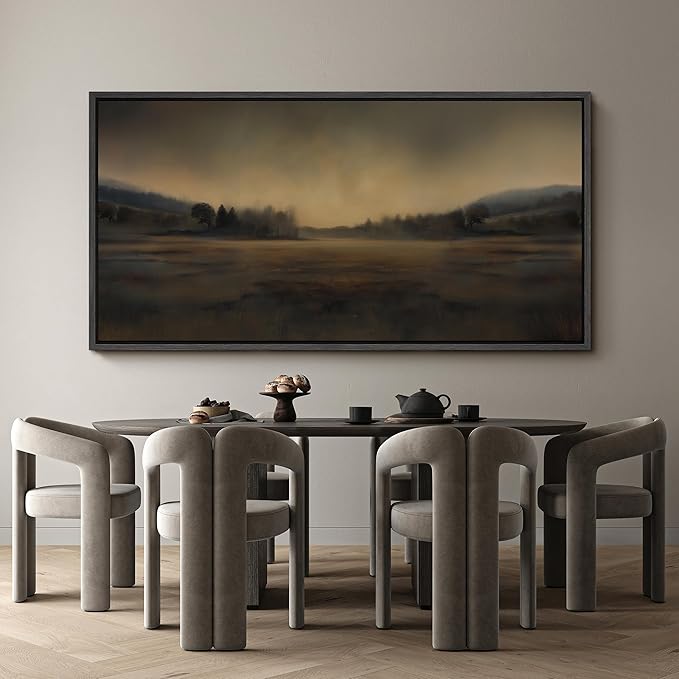 SIGNFORD Extra Large Framed Canvas Print Wall Art Soft Focus Golden Horizon Landscape Illustrations Modern Art Calm Warm for Living Room, Bedroom, Office - 60"x30"