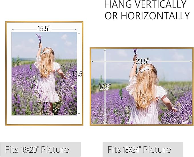 Golden State Art, Gallery Wall Frame Set of 6 - Bronze 18x24 Aluminum Photo Frames with Mat for 16x20 Pictures - 18 x 24 inch Metal Frame with Real Glass Cover - Elegant Home or Office Decor