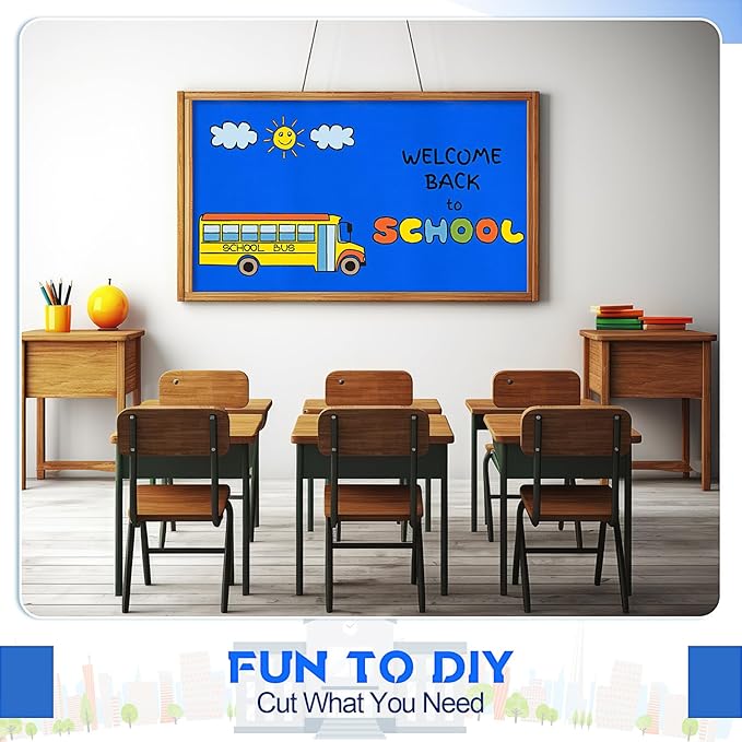 16 in x 40 Ft Fabric Bulletin Board Roll Classroom Non Woven Fabric Background Decorations Waterproof Wrinkle Resistant Bulletin Board for Back to School Wall Decor(Deep Bule,Pure)