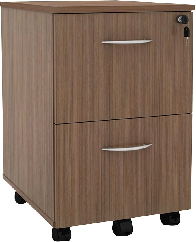 Alera Alera Valencia Series Mobile Pedestal, Left Or Right, 2 Legal/Letter-Size File Drawers, Modern Walnut, 15.38" X 20" X 26.63"