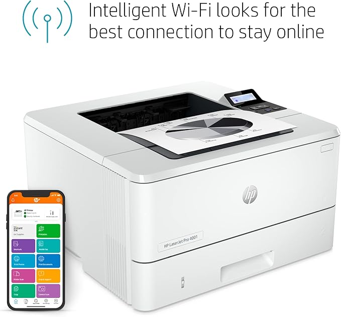 HP LaserJet Pro 4001dwe - High-Speed Wireless Printer for Home Use with HP+ Smart Office Features Monochrome, 1.2 GHz - 495 WattPerfect for All-in-One Printing Needs - 2Z601E#BGJ (Renewed)