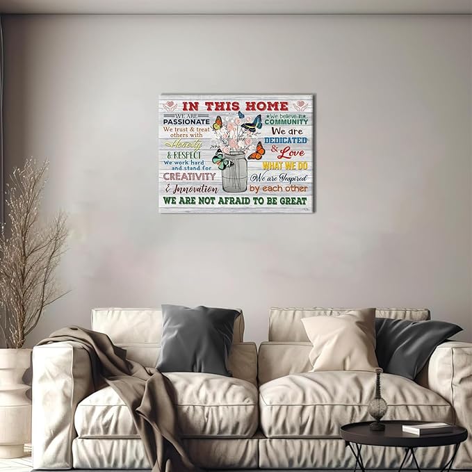 EGMAVQZY Inspirational Office Wall Art In This Office, We Are A Team Butterflies And Vases Motivational Wall Decor Suitable For Offices And Workplaces 12x16in