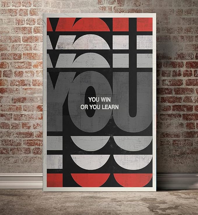 Yatsen Bridge Office Wall Art You Win or You Learn Inspirational Picture Motivational Quote Painting for Living Room 1 Panel Canvas Artwork Modern House Decorations Ready to Hang - 28x44 inches