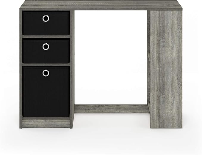 Furinno Jaya Modern Computer Study Desk, Small, French Oak Grey/Black