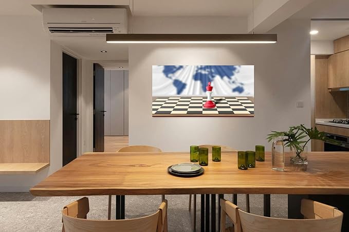 Canvas Wall Art for Living Room Bedroom Austrian Chess King Covered Country Flag A Chess Board Table Against Big Large Wall Art Decor Framed Painting Wall Pictures Prints Artwork Office
