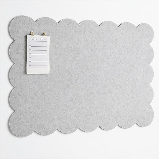 Orelle Scalloped Felt Bulletin Board | 35 x 23” | Foldable Peel and Stick Felt Board for Wall | Alternative Cork Board for Office, Message Board, Kids Art Display | Heather Gray