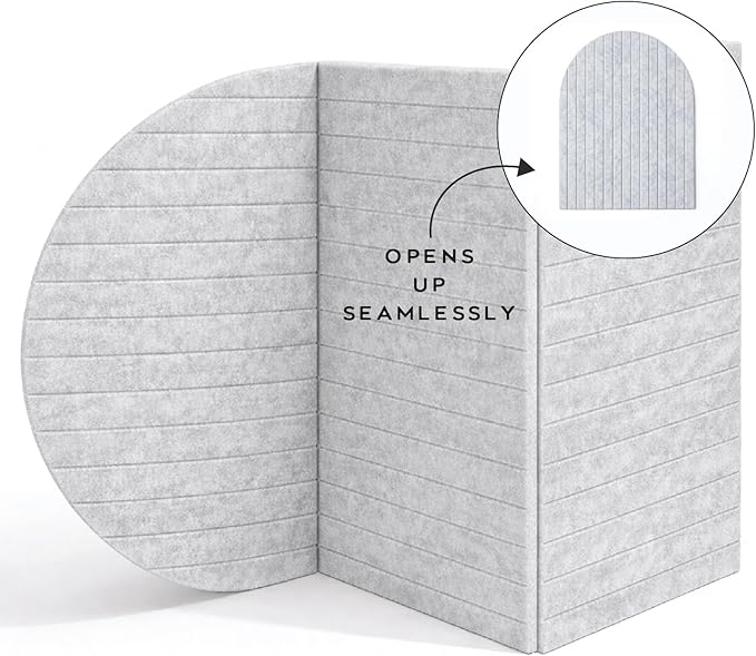 Orelle Fluted Arch Felt Bulletin Board | Foldable Peel and Stick Felt Board for Wall | Aesthetic Arch Pin Boards for Walls, Office, Vision Board, Kids Art Display | 23 x 31”| Heather Gray