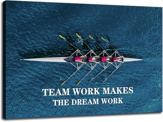 Motivational Wall Art Motivational Poster Team Work Makes The Dream Entrepreneur Canvas Printmaking Inspiring Motto Picture Modern Art Home Office Decoration Ready to Hang[12''W X 18''H]
